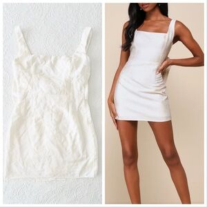 COPY - NWOT Lulus Flirtatious Poise Ivory Jacquard Bow Back Mini Dress Medium